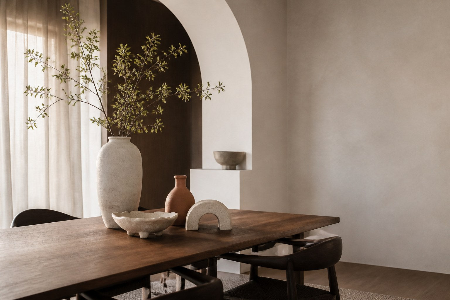 Coveintra ceramics styled for a dining space